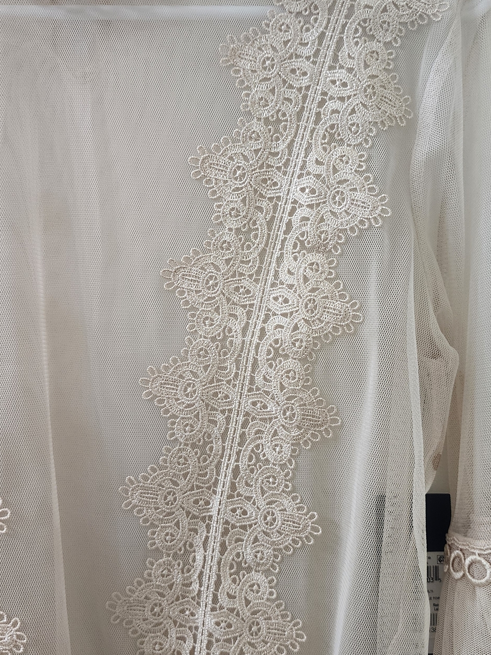 Macy's Sheer Lace-Trim Blouse in Beige - Picture 3 of 11